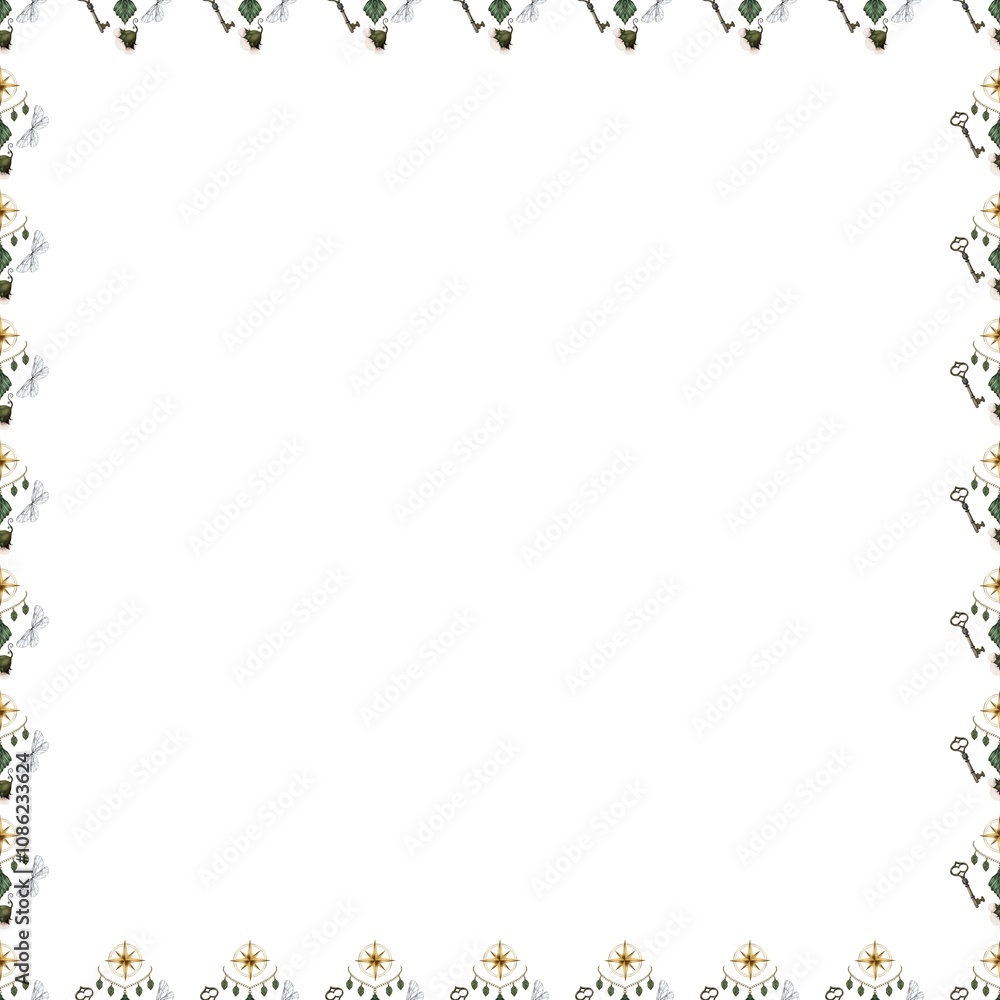 Obraz premium Fairy item pattern illustration on white background 