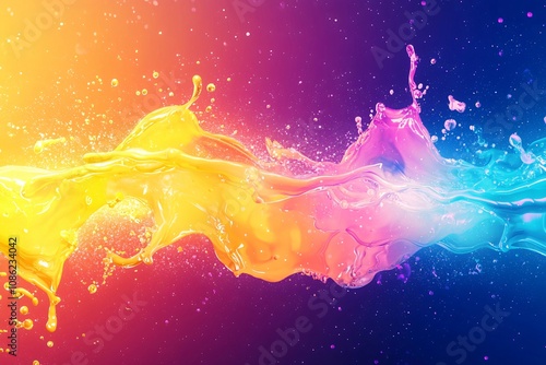 Vibrant Color Splash Abstract Art with Liquid Waves photo