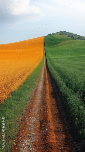 green and beige rectangular fields minimalist landscapes photo