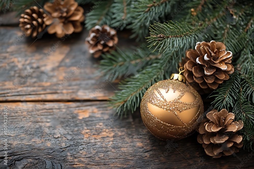 Christmas Decoration with Pine Cones and Ornament Christmas Decoration with Pine Cones and Ornament