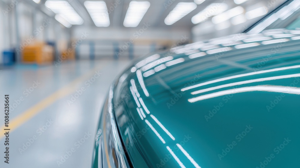 Fototapeta premium A close-up of a shiny green car