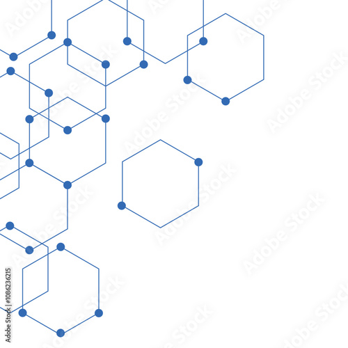 Hexagon Technology Corner Isolated on Transparent Background. White Background with Blue Hexagon Pattern Banner Design