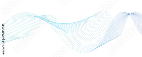 Wavy Technological Gradient Line. Abstract Modern White Background With Curve Wave Technology Lines