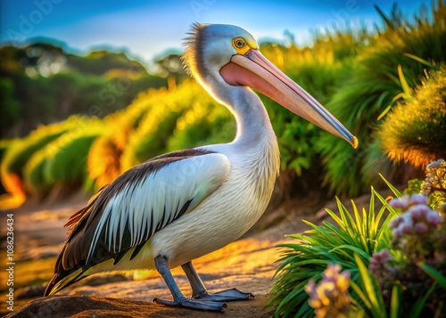 Australian Pelican Portrait, Macro Nature, Ground Focus photo