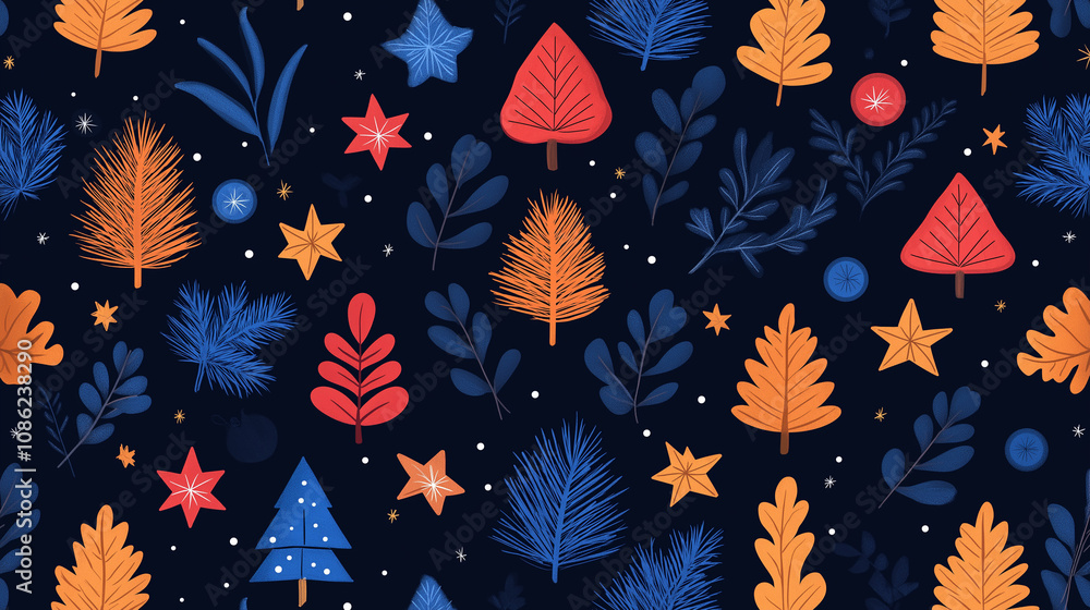 Enchanted Winter Night Seamless Pattern Enchanted Winter Night Seamless Pattern