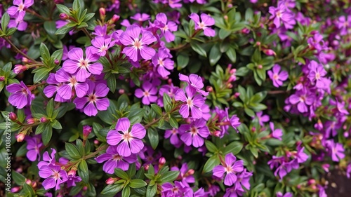 A flowering bush with vibrant purple flowers blooming in the spring season, purple flowers, spring flowers