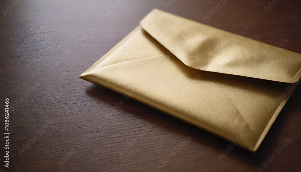 gold envelope on a table gold envelope on a table