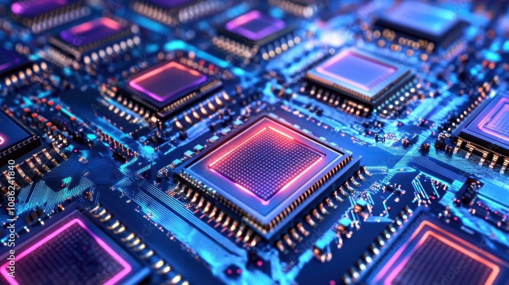 Circuit Board with Microchips Circuit Board with Microchips