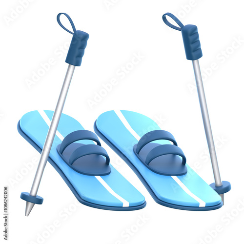 3d icon Ski poles, 3d illustration, 3d element, 3d rendering. photo