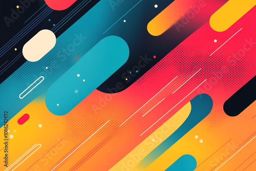 Abstract Colorful Geometric Design with Lines and Shapes
