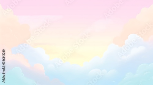 Pastel Sky Filled With Fluffy Clouds