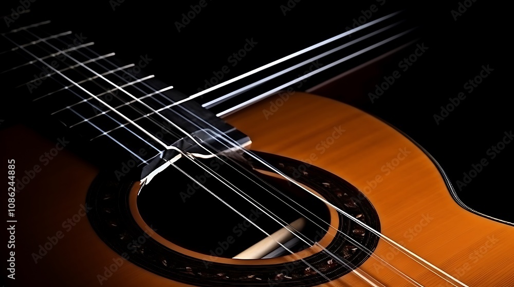 Fototapeta premium Classical Guitar Closeup Detail Soundboard Strings