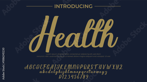 Health Font Stylish brush painted an uppercase vector letters, alphabet, typeface