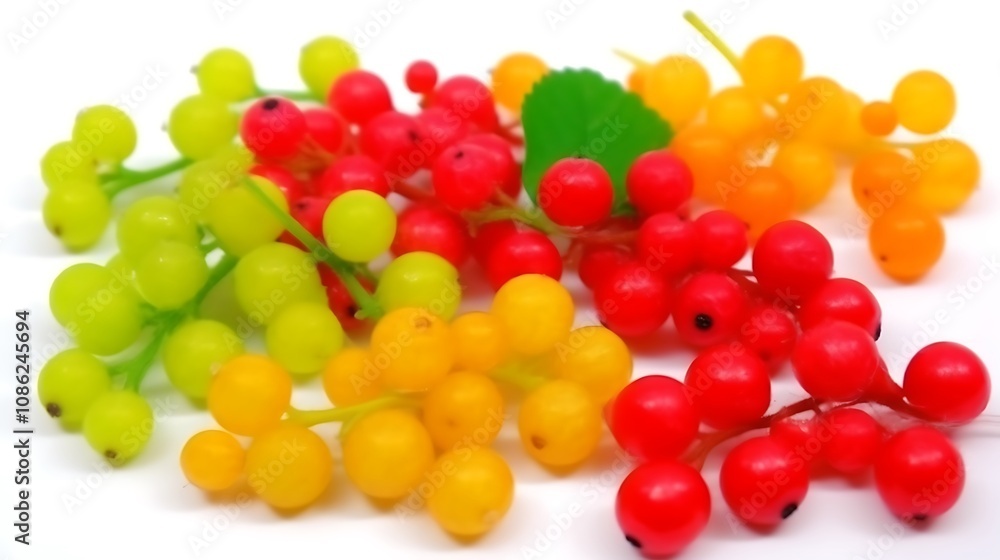 Colorful Artificial Berries Arranged on White Background Colorful Artificial Berries Arranged on White Background