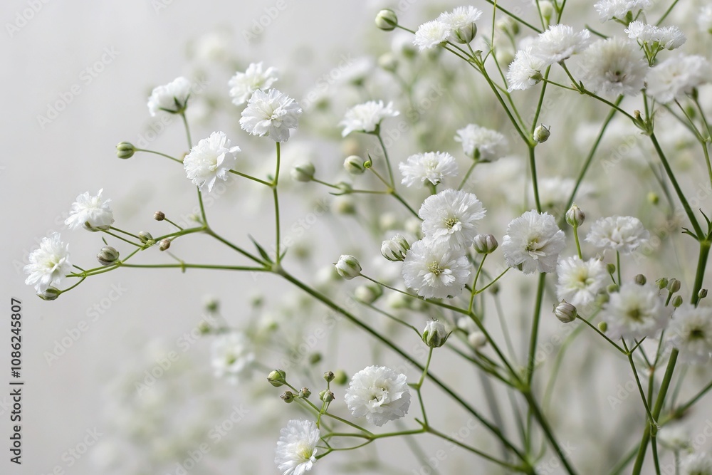 Close-up image of Gypsophila flowers with delicate white petals and fine details, botanical, macro photography, gypsophila, delicate, meadow Close-up image of Gypsophila flowers with delicate white petals and fine details, botanical, macro photography, gypsophila, delicate, meadow