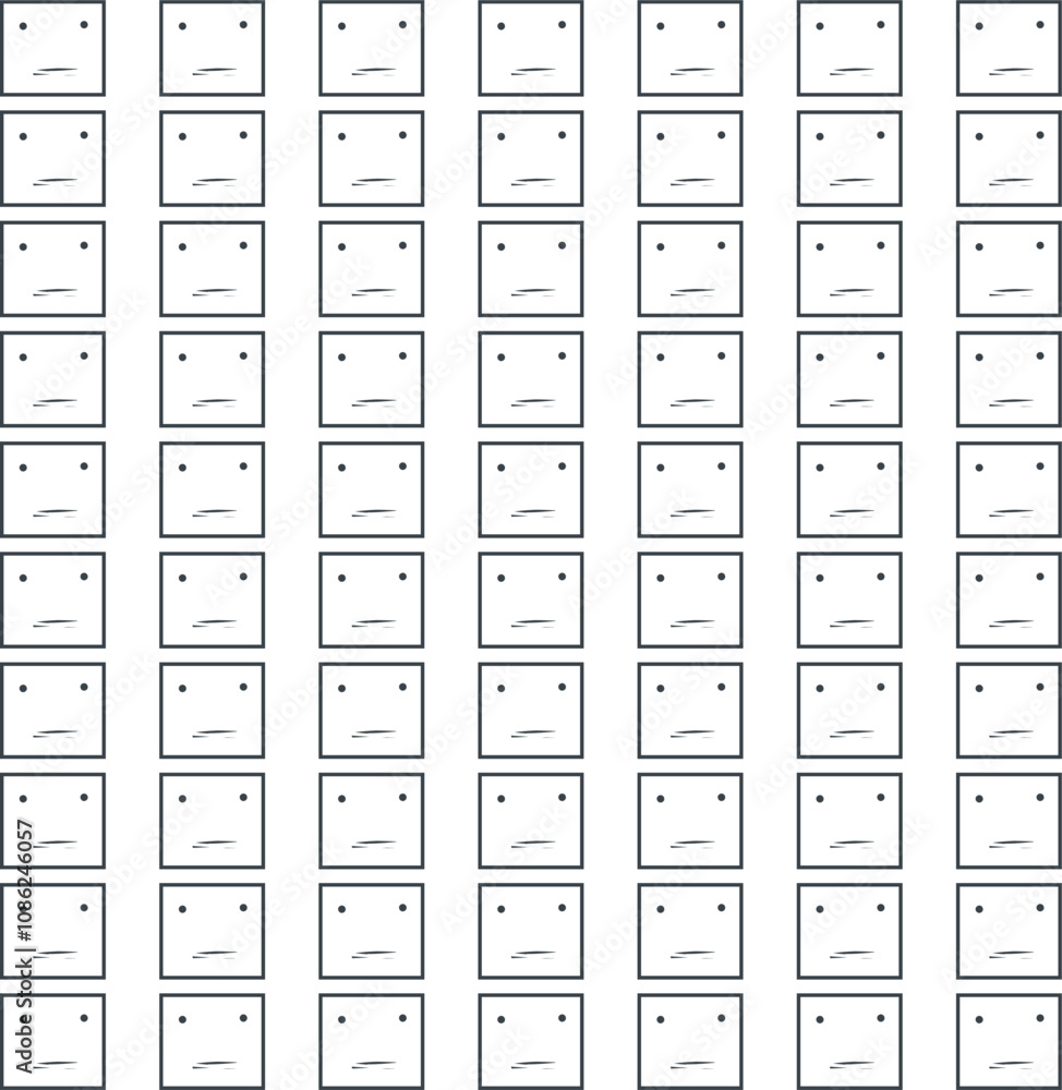 Rows of square faces provide texture or a fun background. Rows of square faces provide texture or a fun background.