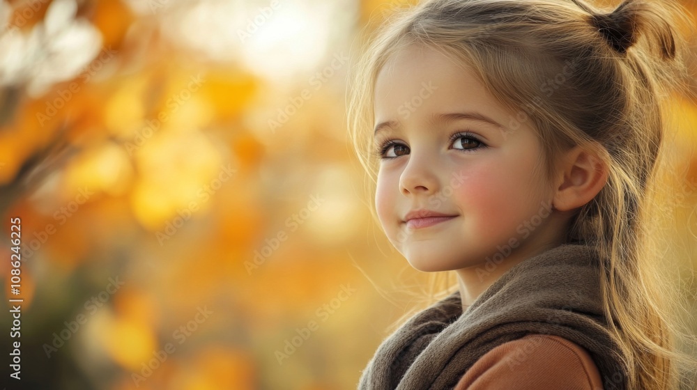 Autumn Portrait of a Smiling Little Girl Autumn Portrait of a Smiling Little Girl