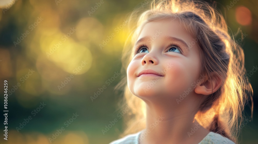 A Little Girl Looking Up at the Sky A Little Girl Looking Up at the Sky