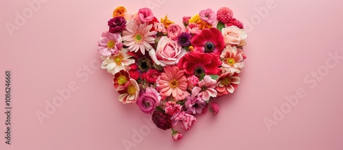 Floral Heart on Pink Background