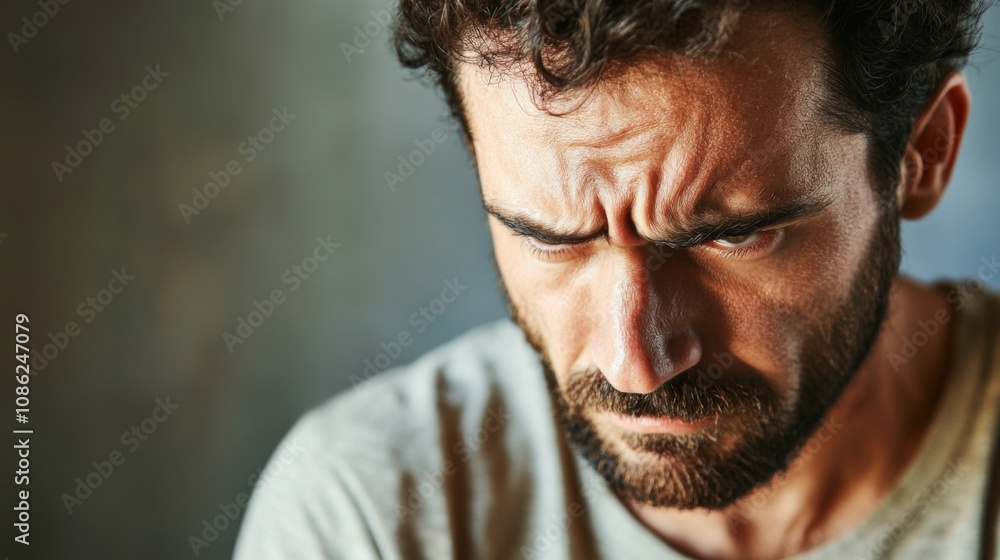 Obraz premium Close-up of a man's intense anger