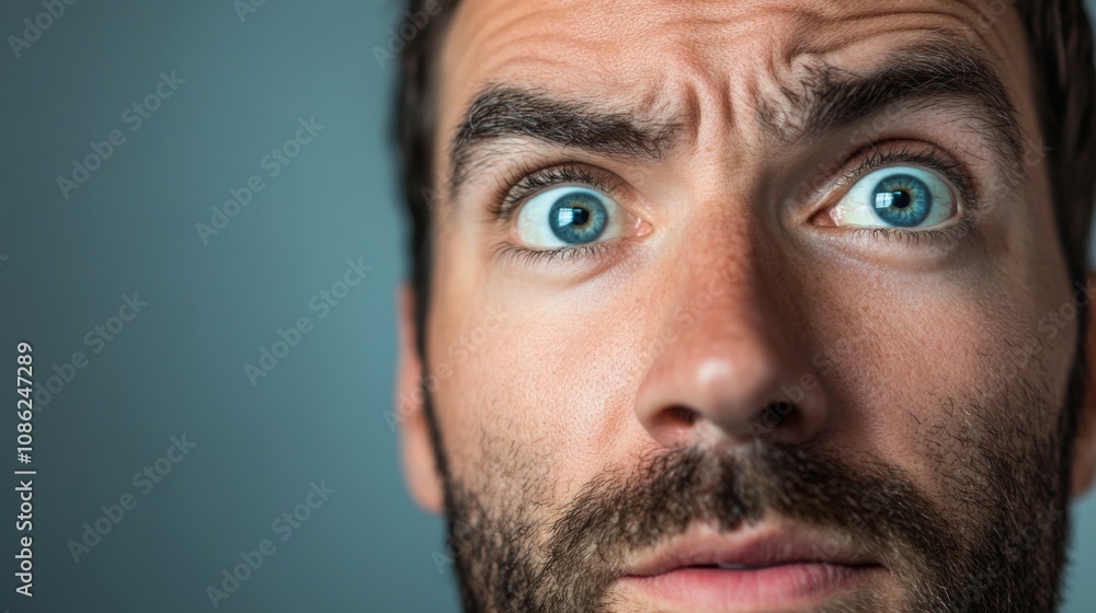 Close-up Portrait of a Man with a Surprised Expression Close-up Portrait of a Man with a Surprised Expression