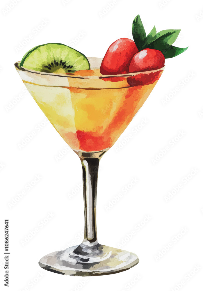 PNG Colorful cocktail served in a stylish glass PNG Colorful cocktail served in a stylish glass