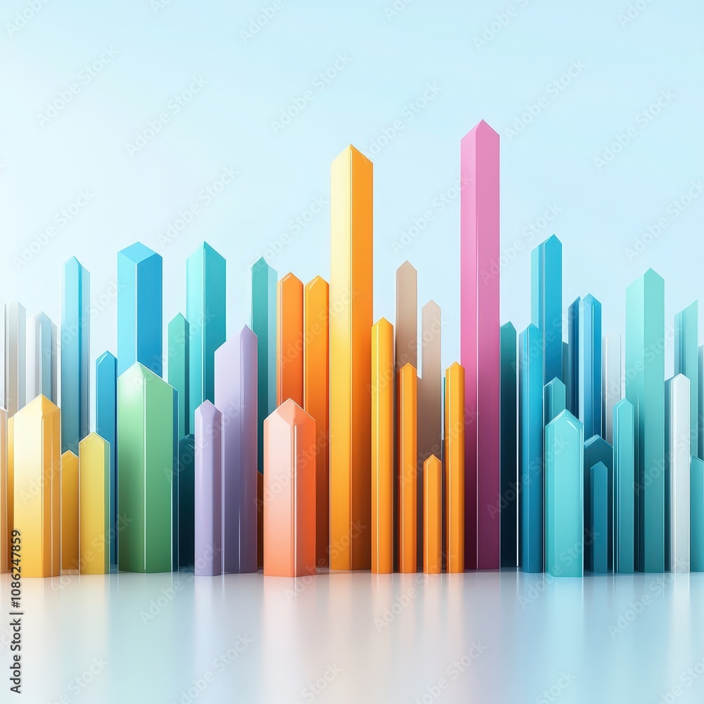 Colorful 3D City Skyline Abstract Background Colorful 3D City Skyline Abstract Background