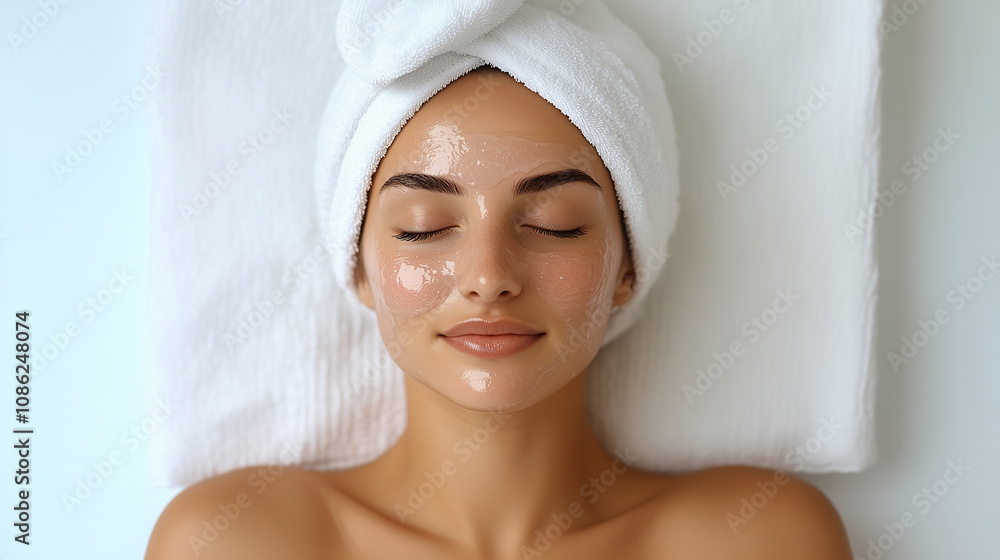 Relaxing Spa Treatment Woman with Facial Mask Skincare Beauty Relaxing Spa Treatment Woman with Facial Mask Skincare Beauty