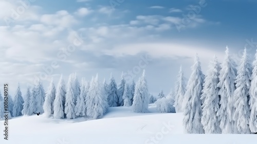Wallpaper Mural Snow Covered Coniferous Trees In Winter Landscape Torontodigital.ca