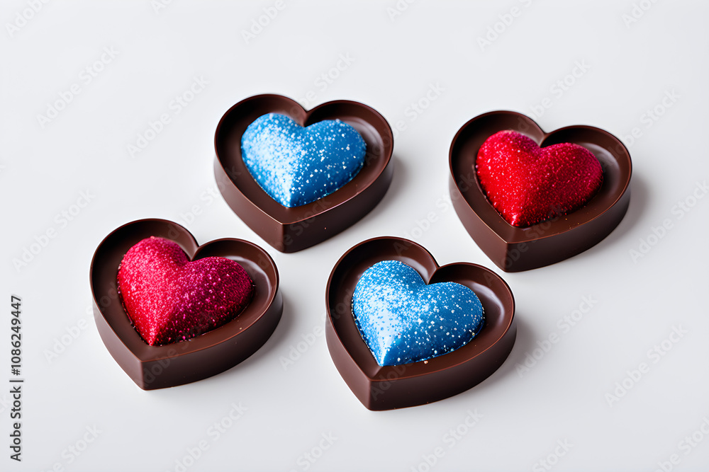 Fototapeta premium Valentine's Celebration Chocolate Against White Background