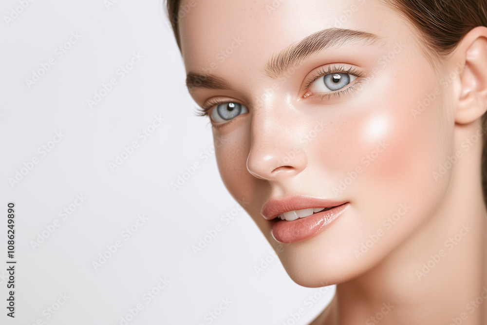 Close up Portrait of a Woman with Beautiful Skin and Blue Eyes Close up Portrait of a Woman with Beautiful Skin and Blue Eyes