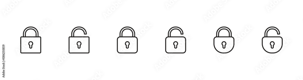 Locked and unlocked vector icon set Locked and unlocked vector icon set