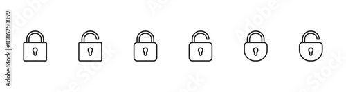 Locked and unlocked vector icon set