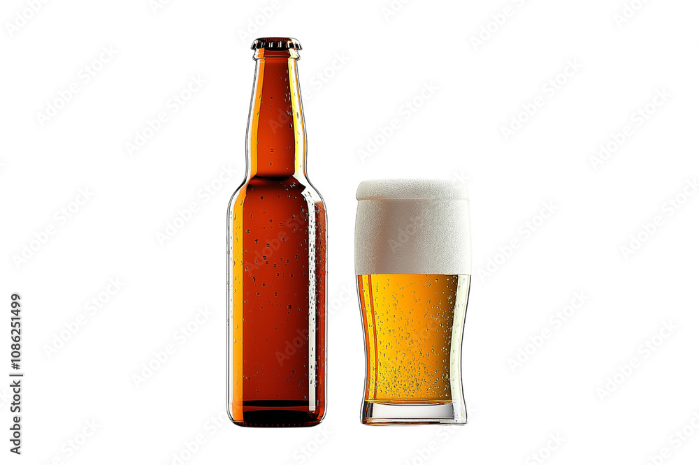 bottle and glass of beer isolated on white bottle and glass of beer isolated on white