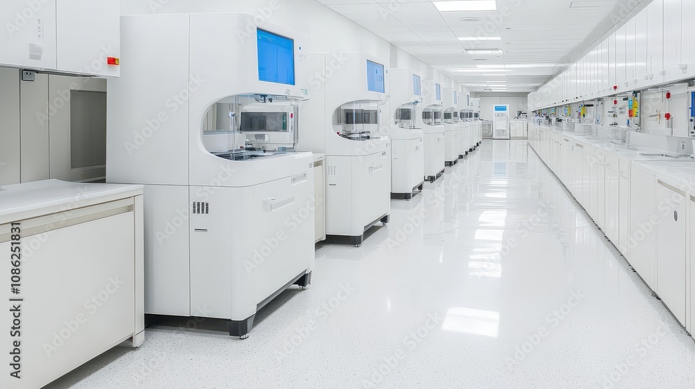 A modern laboratory with advanced equipment and clean design, promoting innovation and research efficiency in a sterile environment. A modern laboratory with advanced equipment and clean design, promoting innovation and research efficiency in a sterile environment.