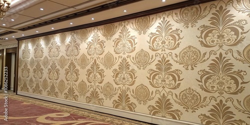 Large Scale Damask Wallpaper with Floral Motifs, designs, artistic, nature-inspired, motifs, contemporary