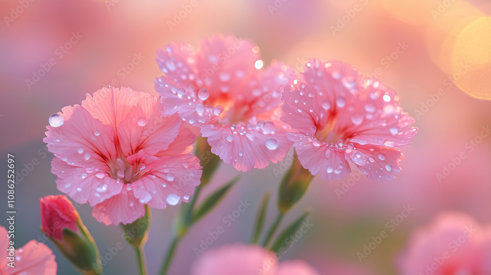 Pink Flowers Dew Drops Macro Photography Nature Beauty Pink Flowers Dew Drops Macro Photography Nature Beauty