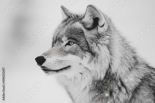 Majestic Grey Wolf Profile in Winter Snow photo