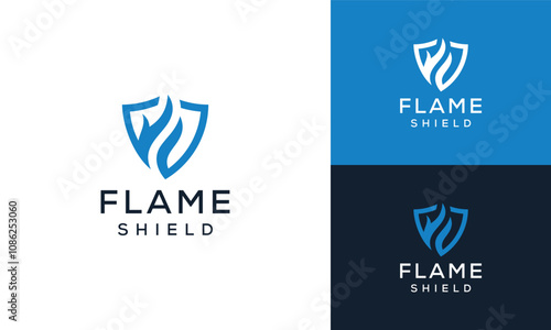Letter F Fire Flame Secure Shield Logo Design Inspiration
