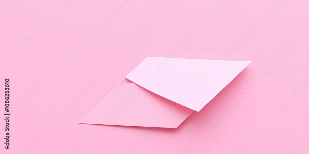 Pink paper folded into a tight zigzag shape with precise edges on a matching pink surface, design accent, geometric shapes Pink paper folded into a tight zigzag shape with precise edges on a matching pink surface, design accent, geometric shapes