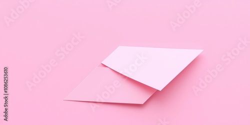 Pink paper folded into a tight zigzag shape with precise edges on a matching pink surface, design accent, geometric shapes