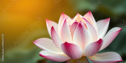 Soft focus on the lotus flower to emphasize its intricate details, serenity, pink background