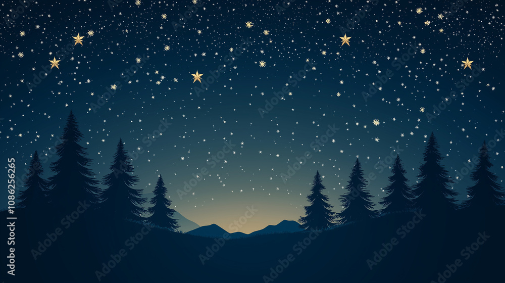 Starry Night Forest Silhouette Starry Night Forest Silhouette