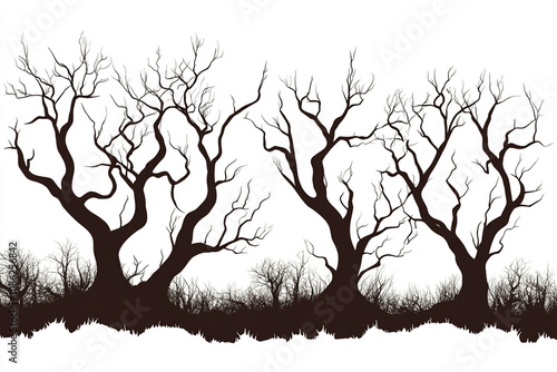 Silhouette Of Leafless Trees In A Winter Landscape