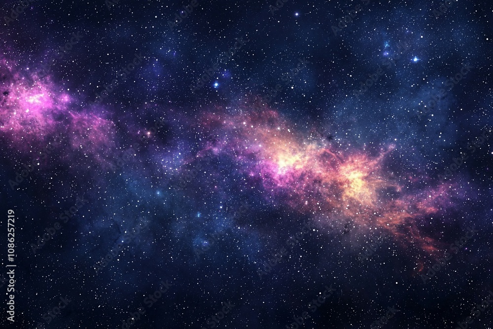 A Majestic View of the Cosmos: Nebula and Stars in a Cosmic Landscape A Majestic View of the Cosmos: Nebula and Stars in a Cosmic Landscape