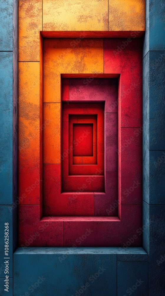 A series of colorful, nested rectangular shapes creating depth. A series of colorful, nested rectangular shapes creating depth.