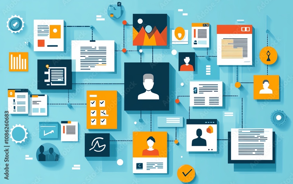 Illustration of the recruitment process with HR professionals selecting qualified candidates, reviewing applications, and making hiring decisions for organizational success Illustration of the recruitment process with HR professionals selecting qualified candidates, reviewing applications, and making hiring decisions for organizational success