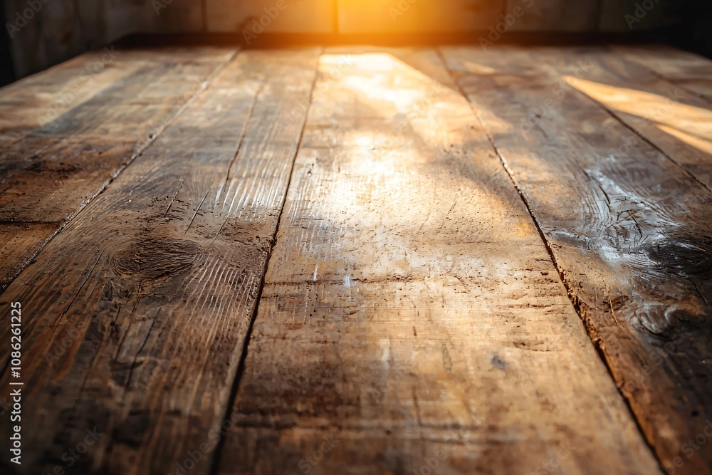 Warm Light on Rustic Wooden Table Surface Capturing Nature's Beauty Warm Light on Rustic Wooden Table Surface Capturing Nature's Beauty