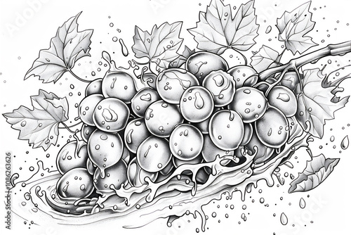Coloring sketch of grapes version 2