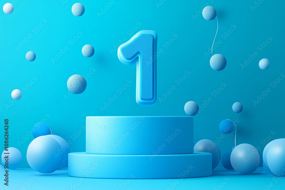Win 1 place celebrating 3d vector illustration, number on podium Win 1 place celebrating 3d vector illustration, number on podium